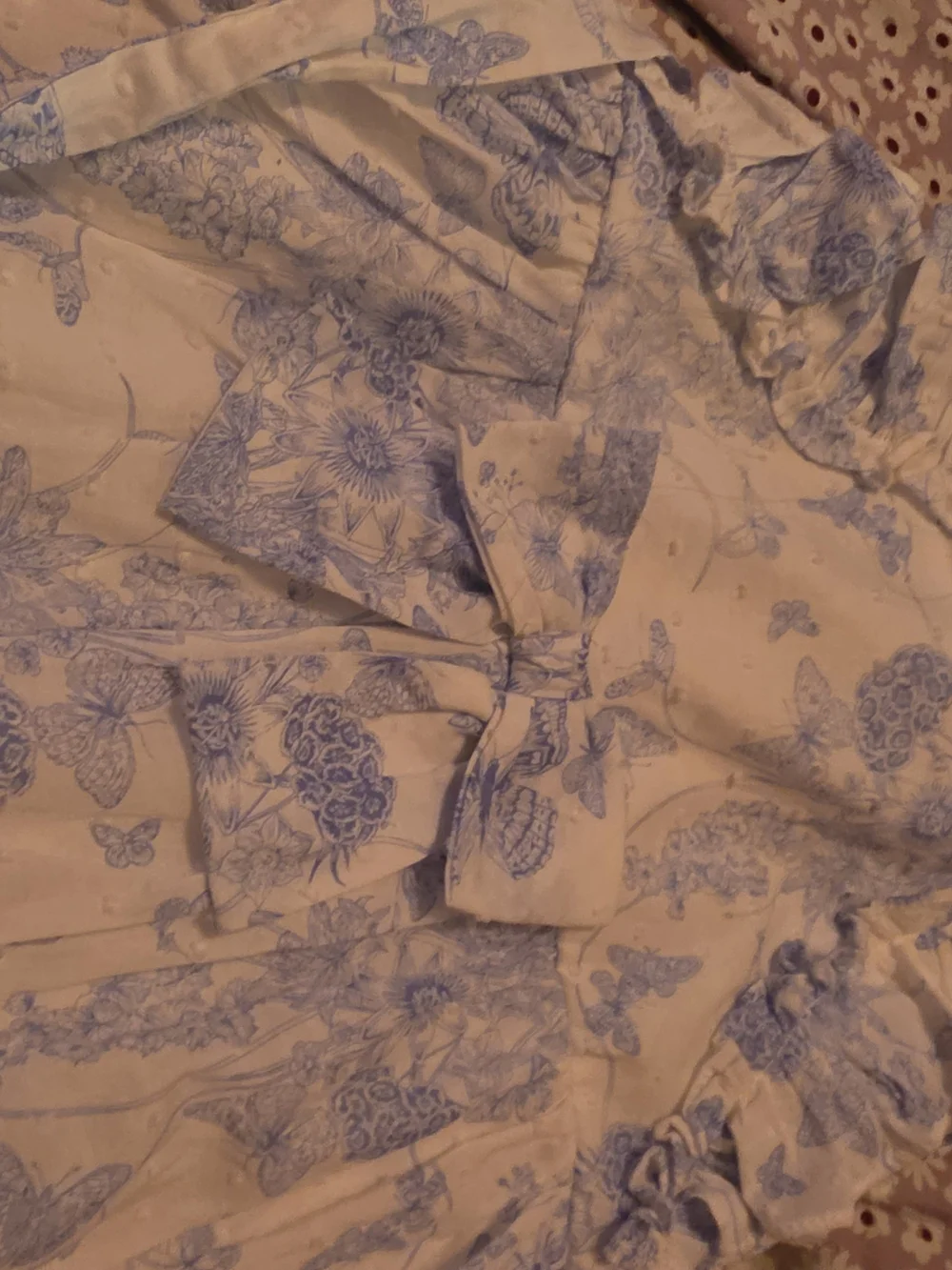 Bonnie Jean White and Light Blue Butterfly Ruffle Dress